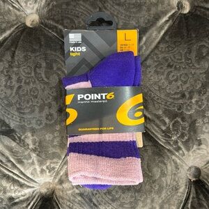 Point6 kids lightweight wool blend boot sock size L fits US size 2-4.5.